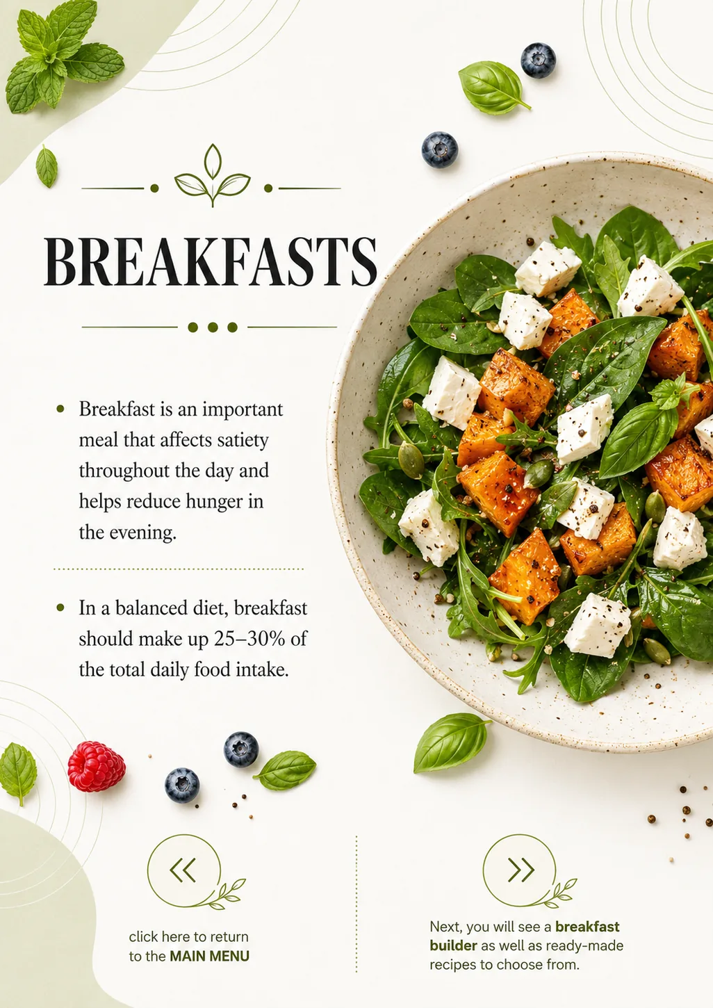 Breakfasts - real page from the cookbook