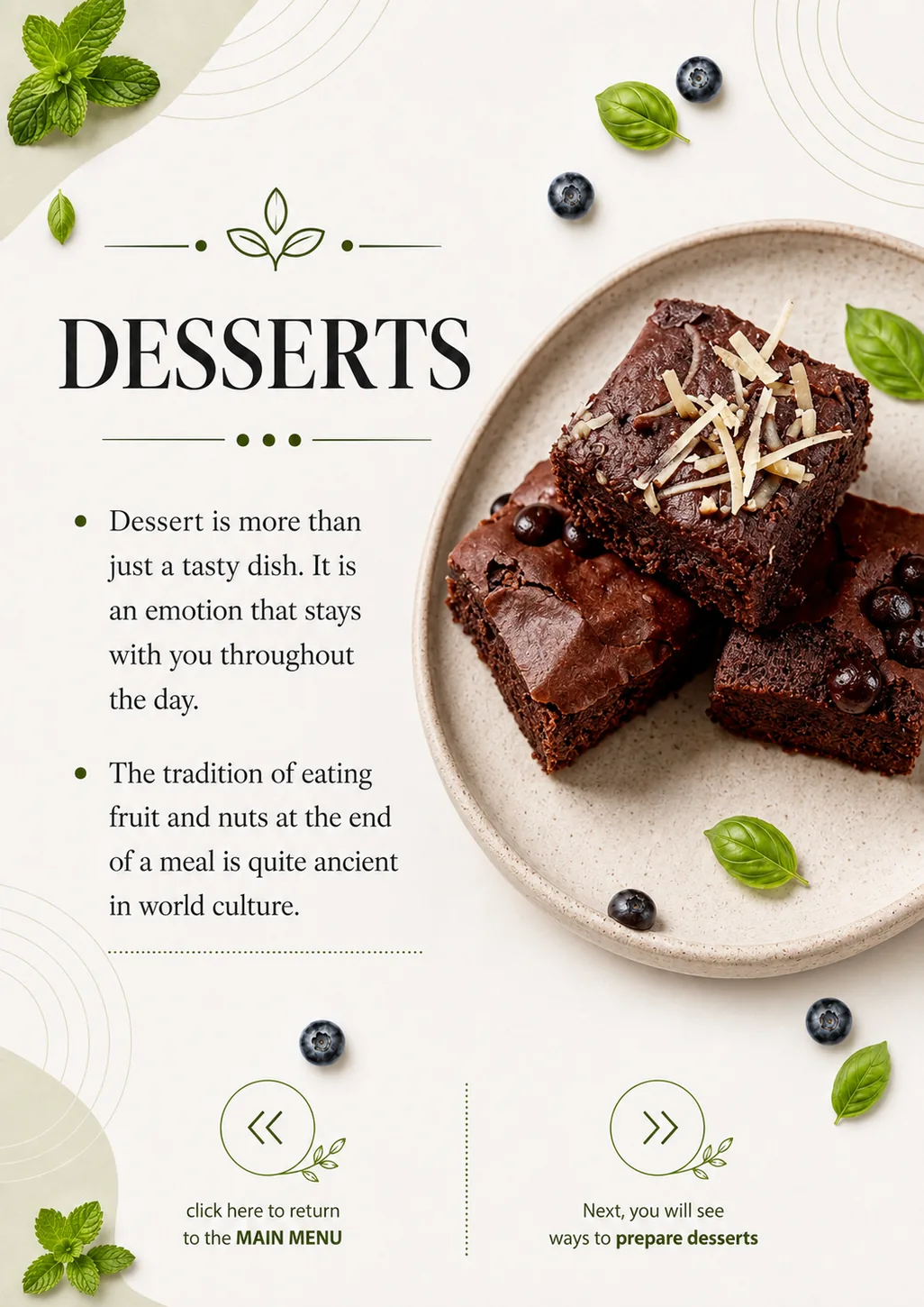 Desserts - real page from the cookbook