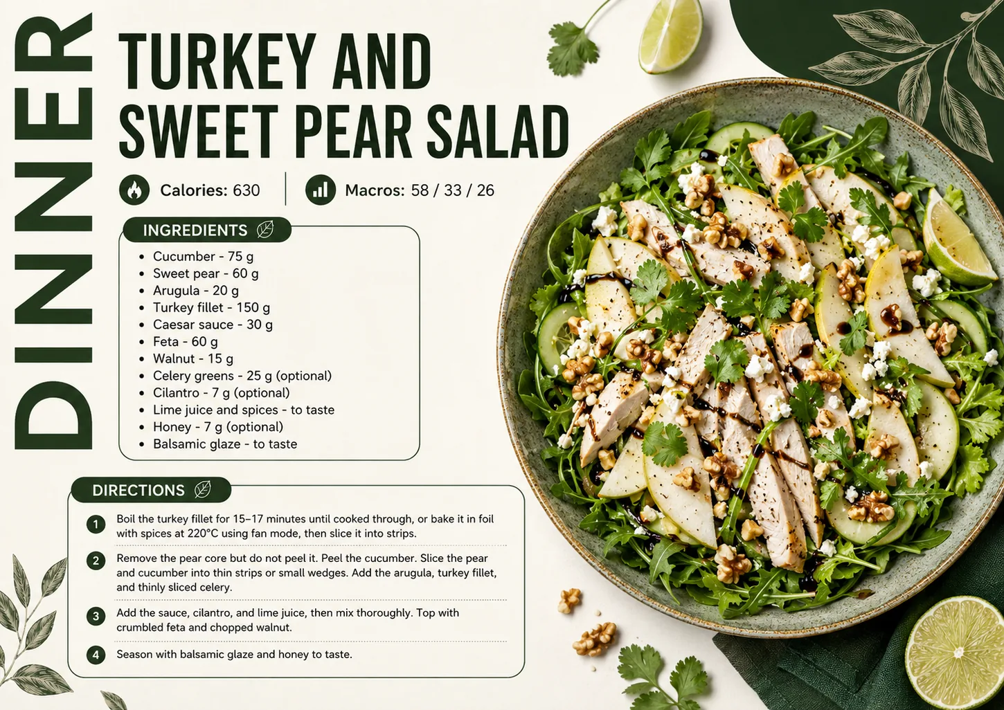 Turkey & Sweet Pear Salad - real page from the cookbook