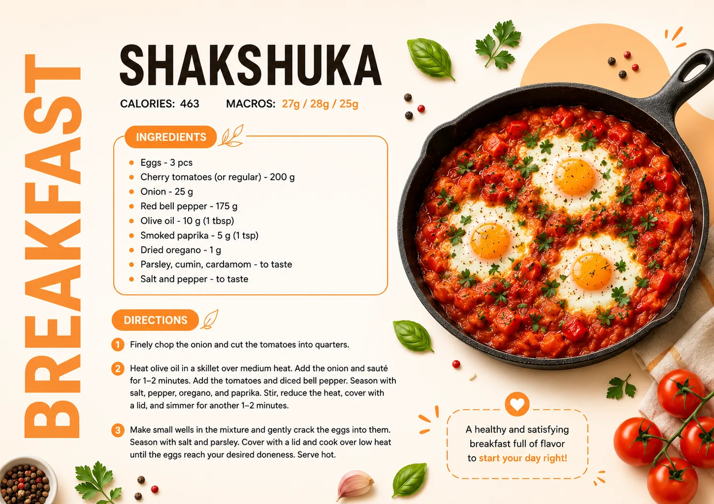 Shakshuka - real page from the cookbook